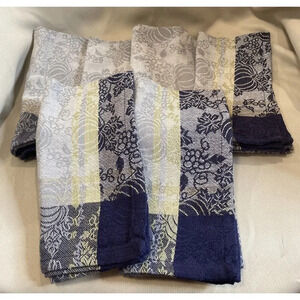 Sigrid Olsen Home Set Of 6 Cloth Napkins Blue Pumpkins Fall‎ Autumn 17” X 17”